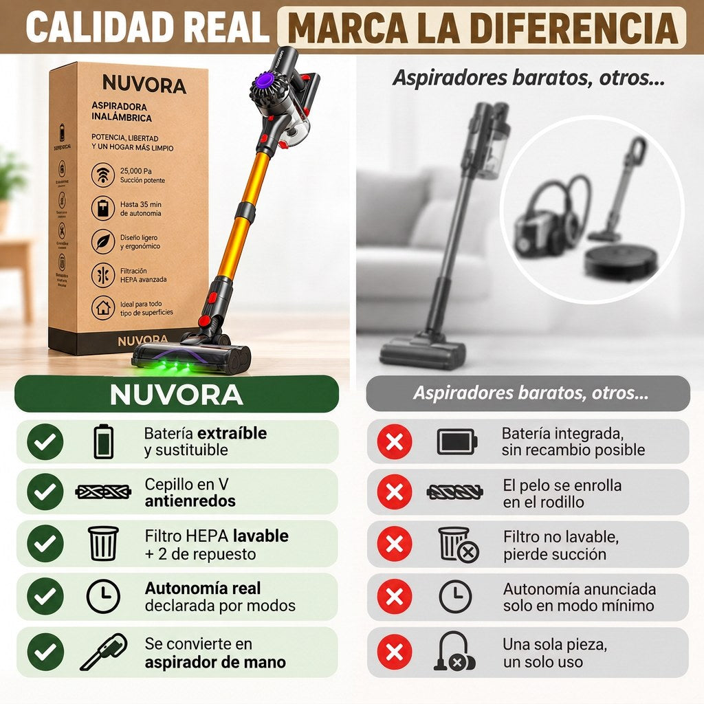Comparativa con aspiradores baratos