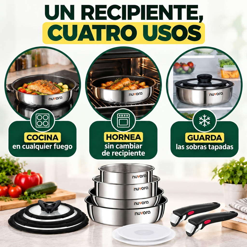 Un recipiente, cuatro usos: cocina, hornea y guarda