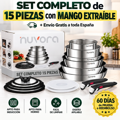 Set completo de 15 piezas con mango extraíble